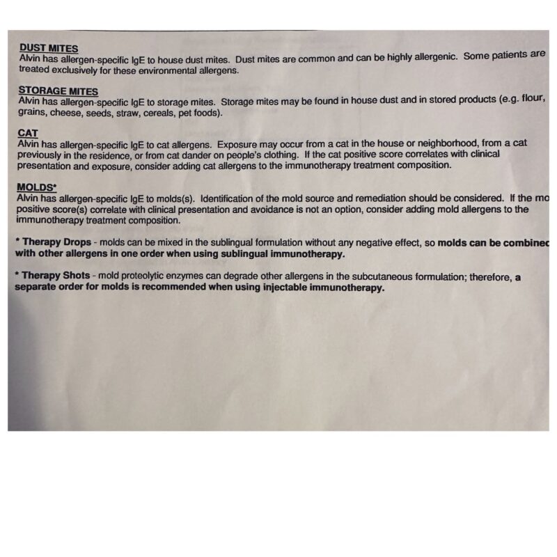 Results of blood testing for dog allergies and itching