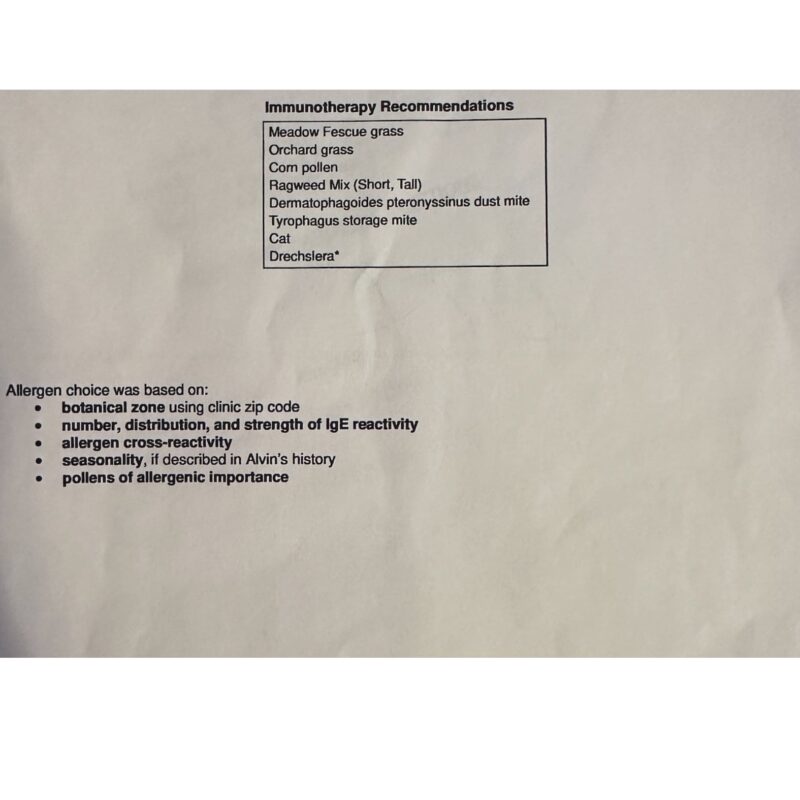 Immunotherapy recommendations for an itchy cocker spaniel